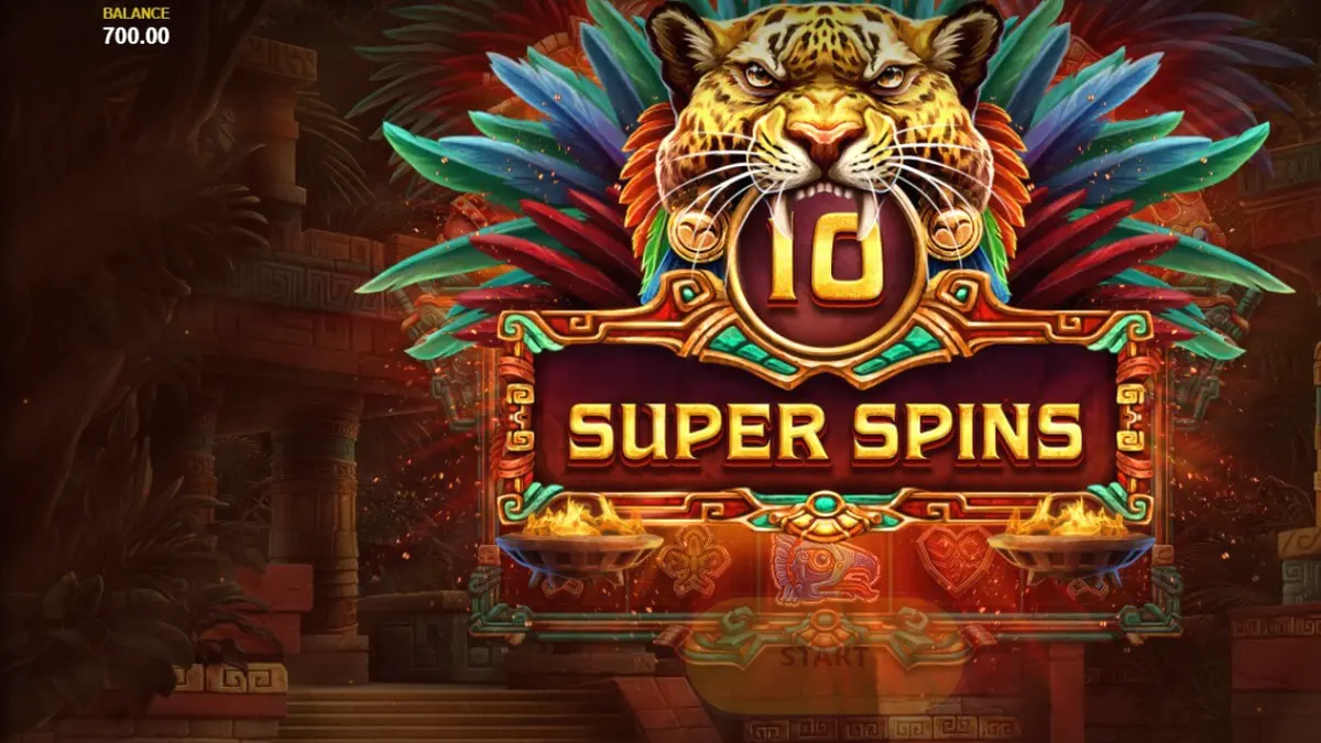 Aztec Tribute slot game interface na may jungle theme at Aztec ruins